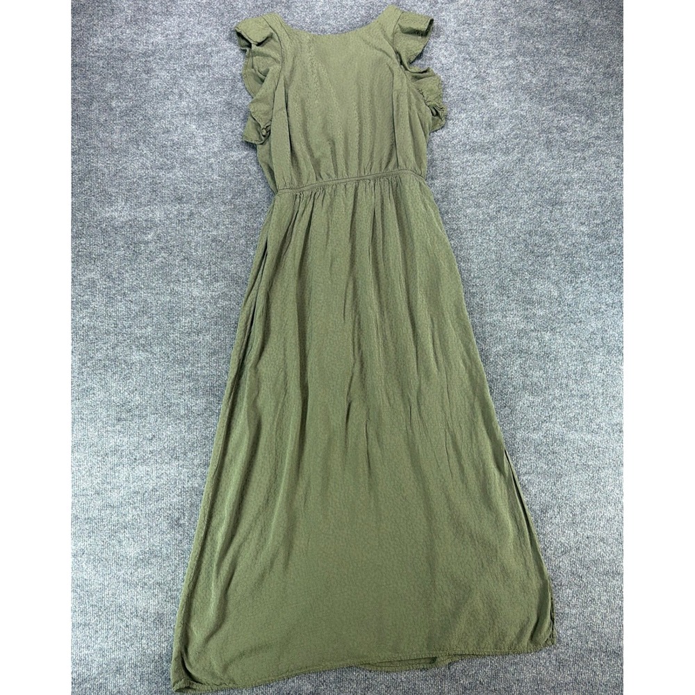 Maurices Womens Olive Green Ruffle Maxi Dress Med Boho Autumn Wedding Guest